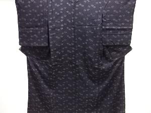 大正ロマン　花模様織り出し手織り真綿小千谷紬単衣着物